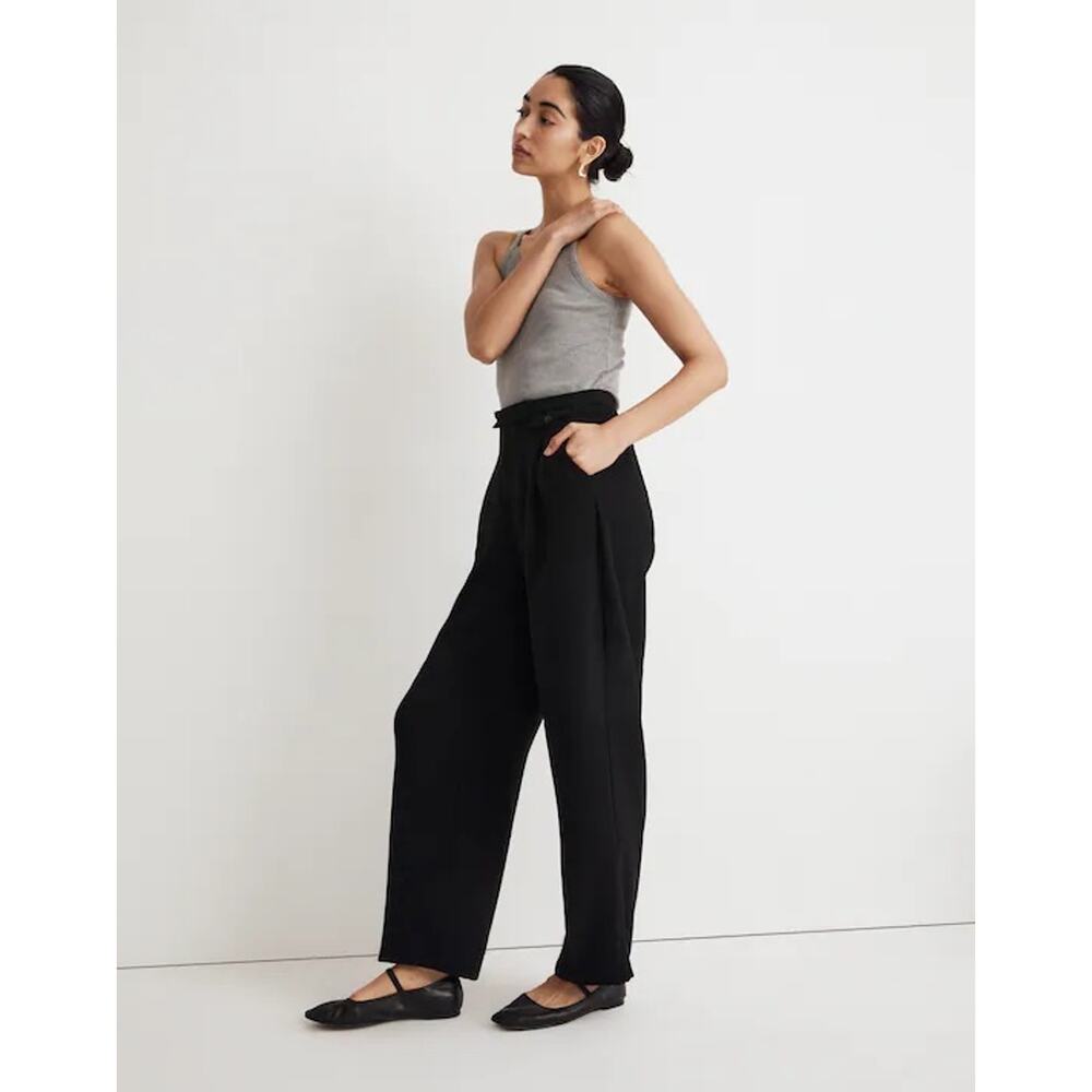 Madewell Black The Petite Rosedale High-Rise Straight Pant in Crepe Size 00P - Picture 2 of 15